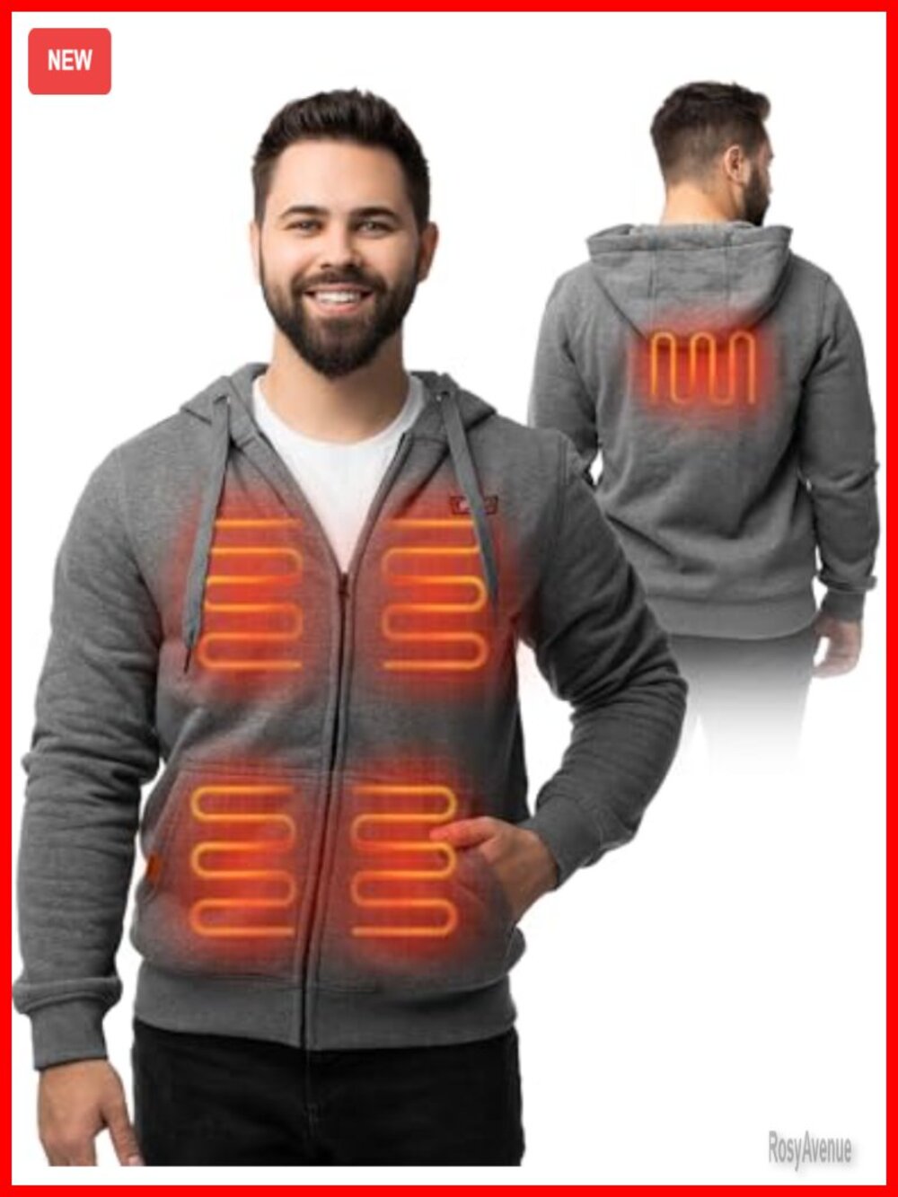 Heated Hoodie 12V 16000mAh Power Bank 5 Heating Zones Cotton Wool